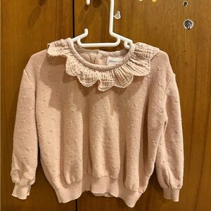 Quincy Mae Blush Sweater with Ruffled Collar
